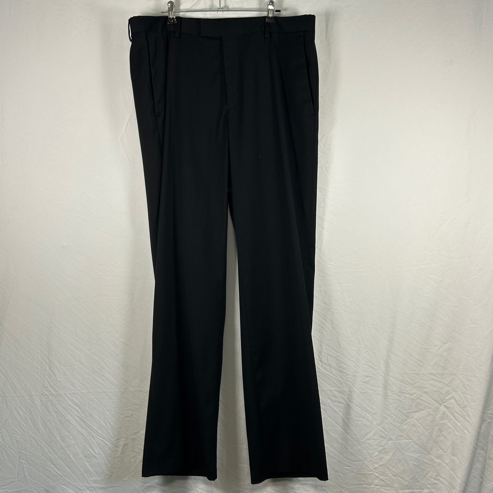 Kenneth Cole Reaction Dress Pants Mens 36x32 Black Flat Front Straight Leg